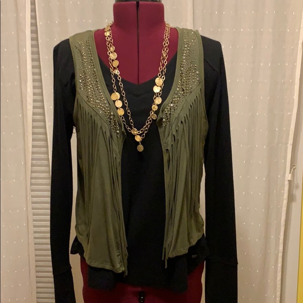 Green Fringe Vest